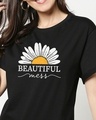 Shop Beautiful Mess Flower Boyfriend T-Shirt Black-Front