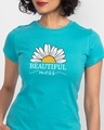 Shop Beautiful Mess Flower Half Sleeve Printed T-Shirt Tropical Blue-Front
