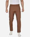 Shop Men's Brown Printed Mid Rise Regular Fit Track Pants-Front