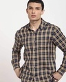 Shop Beige Checks Casual Full Sleeve Shirt-Front