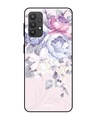 Shop Elegant Floral Printed Premium Glass Cover for Samsung Galaxy M32 5G(Shock Proof, Lightweight)-Front