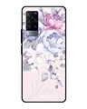 Shop Elegant Floral Printed Premium Glass Cover for Vivo X60 (Shock Proof, Lightweight)-Front