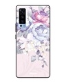 Shop Elegant Floral Printed Premium Glass Cover for Vivo X50 (Shock Proof, Lightweight)-Front