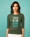 Shop Being Sexy Round Neck 3/4th Sleeve T-Shirt-Front