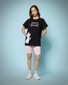 Shop Women's Black Believe Cat Graphic Printed Boyfriend T-shirt-Full