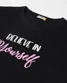 Shop Women's Black Believe Cat Graphic Printed Boyfriend T-shirt