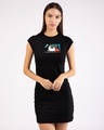 Shop Believe in wonder woman  Cap Sleeve Printed T-Shirt Dress Black (DCL)-Front