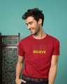 Shop Believe In Yourself Half Sleeve T-Shirt Bold Red-Front