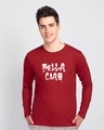 Shop Bella Spray Full Sleeve T-Shirt Bold Red-Front