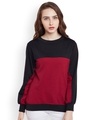 Shop Women's Black Color Block Regular Fit Sweatshirt-Front