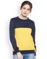 Shop Women's Blue Color Block Regular Fit Sweatshirt-Front