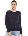 Shop Women's Blue Embellished Regular Fit Sweatshirt-Front
