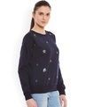 Shop Women's Blue Embellished Regular Fit Sweatshirt-Design