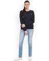 Shop Women's Blue Embellished Regular Fit Sweatshirt