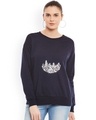 Shop Women's Blue Embellished Regular Fit Sweatshirt-Front