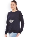 Shop Women's Blue Embellished Regular Fit Sweatshirt-Design