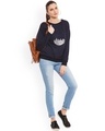 Shop Women's Blue Embellished Regular Fit Sweatshirt