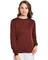 Shop Women's Brown Embellished Regular Fit Sweatshirt-Front