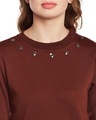 Shop Women's Brown Embellished Regular Fit Sweatshirt
