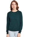 Shop Women's Green Embellished Regular Fit Sweatshirt-Front