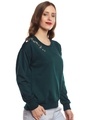 Shop Women's Green Embellished Regular Fit Sweatshirt-Design