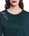 Shop Women's Green Embellished Regular Fit Sweatshirt