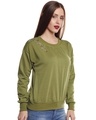 Shop Women's Green Embellished Regular Fit Sweatshirt-Full
