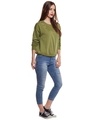 Shop Women's Green Embellished Regular Fit Sweatshirt