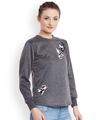 Shop Women's Grey Embellished Regular Fit Sweatshirt-Design