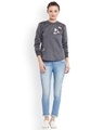 Shop Women's Grey Embellished Regular Fit Sweatshirt