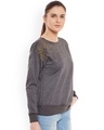 Shop Women's Grey Embellished Regular Fit Sweatshirt-Design