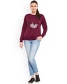 Shop Women's Maroon Embellished Regular Fit Sweatshirt
