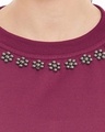 Shop Women's Maroon Embellished Regular Fit Sweatshirt-Full