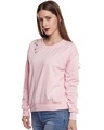 Shop Women's Pink Embellished Regular Fit Sweatshirt-Full