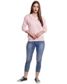 Shop Women's Pink Embellished Regular Fit Sweatshirt