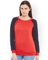 Shop Women's Red Color Block Regular Fit Sweatshirt-Front