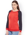 Shop Women's Red Color Block Regular Fit Sweatshirt-Design