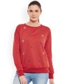 Shop Women's Red Embellished Regular Fit Sweatshirt-Front