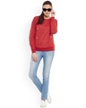 Shop Women's Red Embellished Regular Fit Sweatshirt