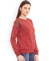 Shop Women's Red Embellished Regular Fit Sweatshirt-Design