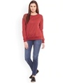Shop Women's Red Embellished Regular Fit Sweatshirt