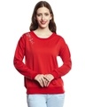 Shop Women's Red Embellished Regular Fit Sweatshirt-Front