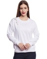 Shop Women's White Embellished Regular Fit Sweatshirt-Front