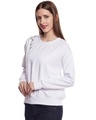 Shop Women's White Embellished Regular Fit Sweatshirt-Design