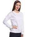 Shop Women's White Embellished Regular Fit Sweatshirt-Full