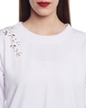 Shop Women's White Embellished Regular Fit Sweatshirt