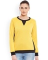 Shop Women's Yellow Color Block Regular Fit Sweatshirt-Front