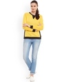 Shop Women's Yellow Color Block Regular Fit Sweatshirt