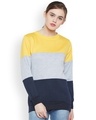 Shop Women's Yellow Color Block Regular Fit Sweatshirt-Front