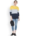 Shop Women's Yellow Color Block Regular Fit Sweatshirt